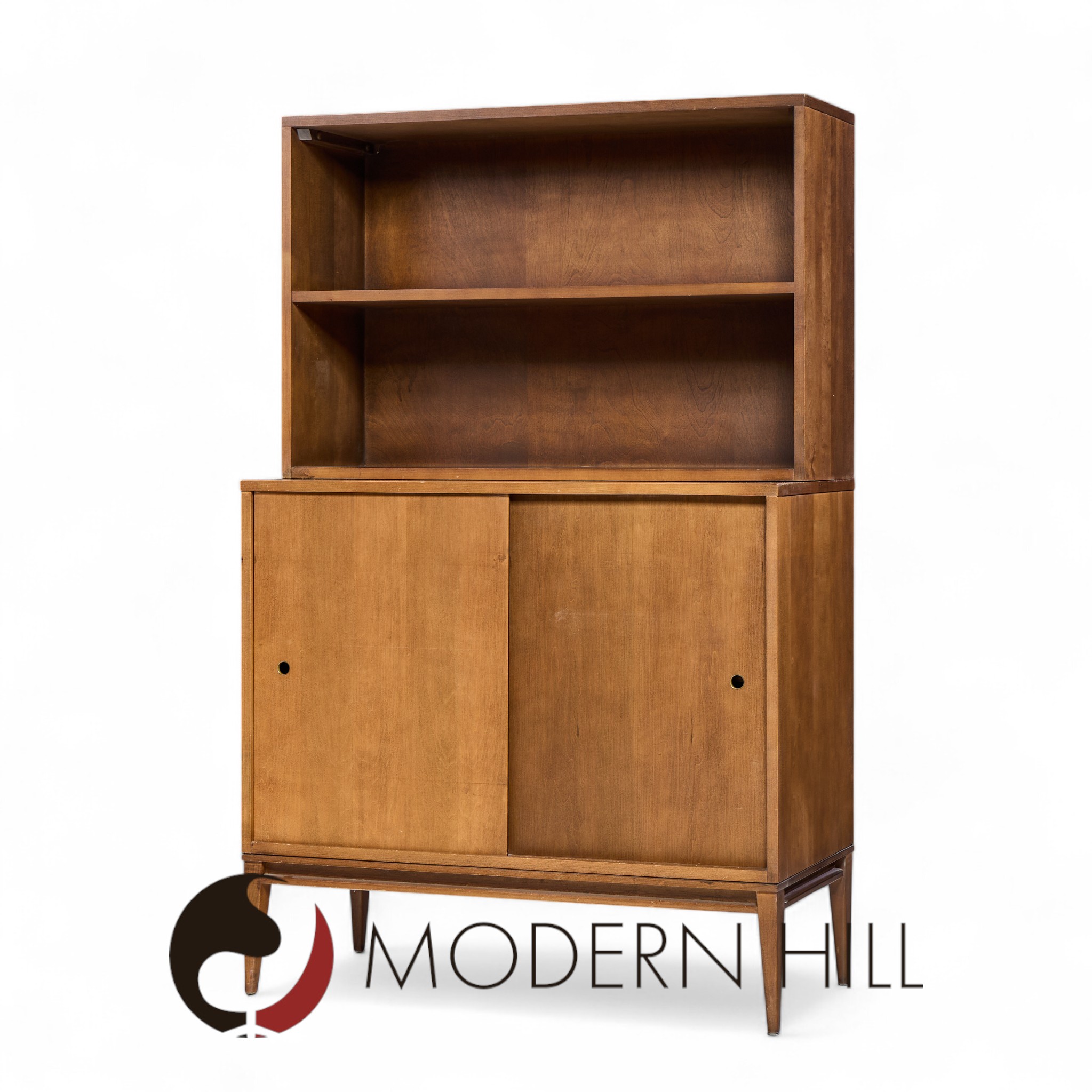 Paul Mccobb for Planner Group Mid Century Sliding Door Cabinet with Hutch