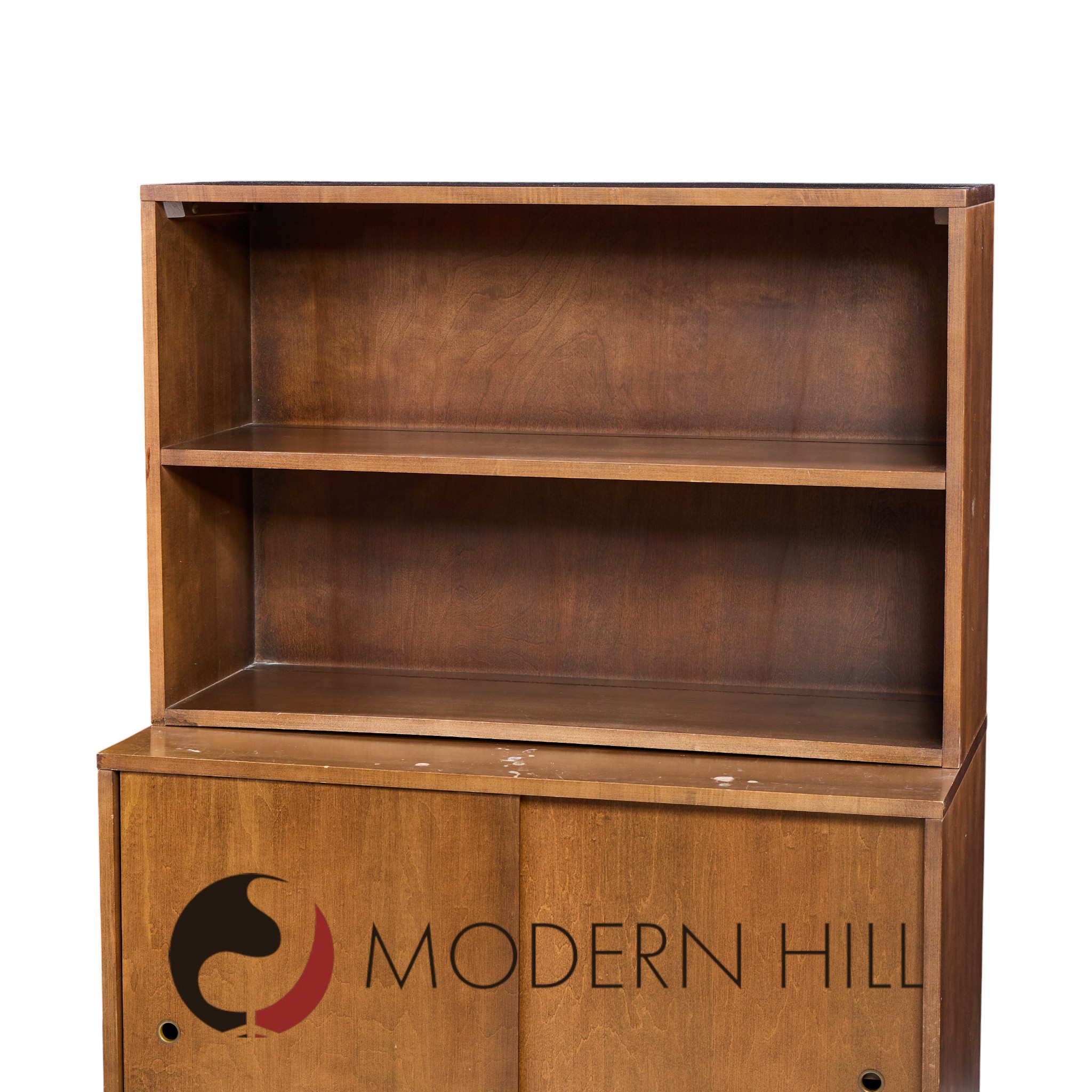 Paul Mccobb for Planner Group Mid Century Sliding Door Cabinet with Hutch - Pair