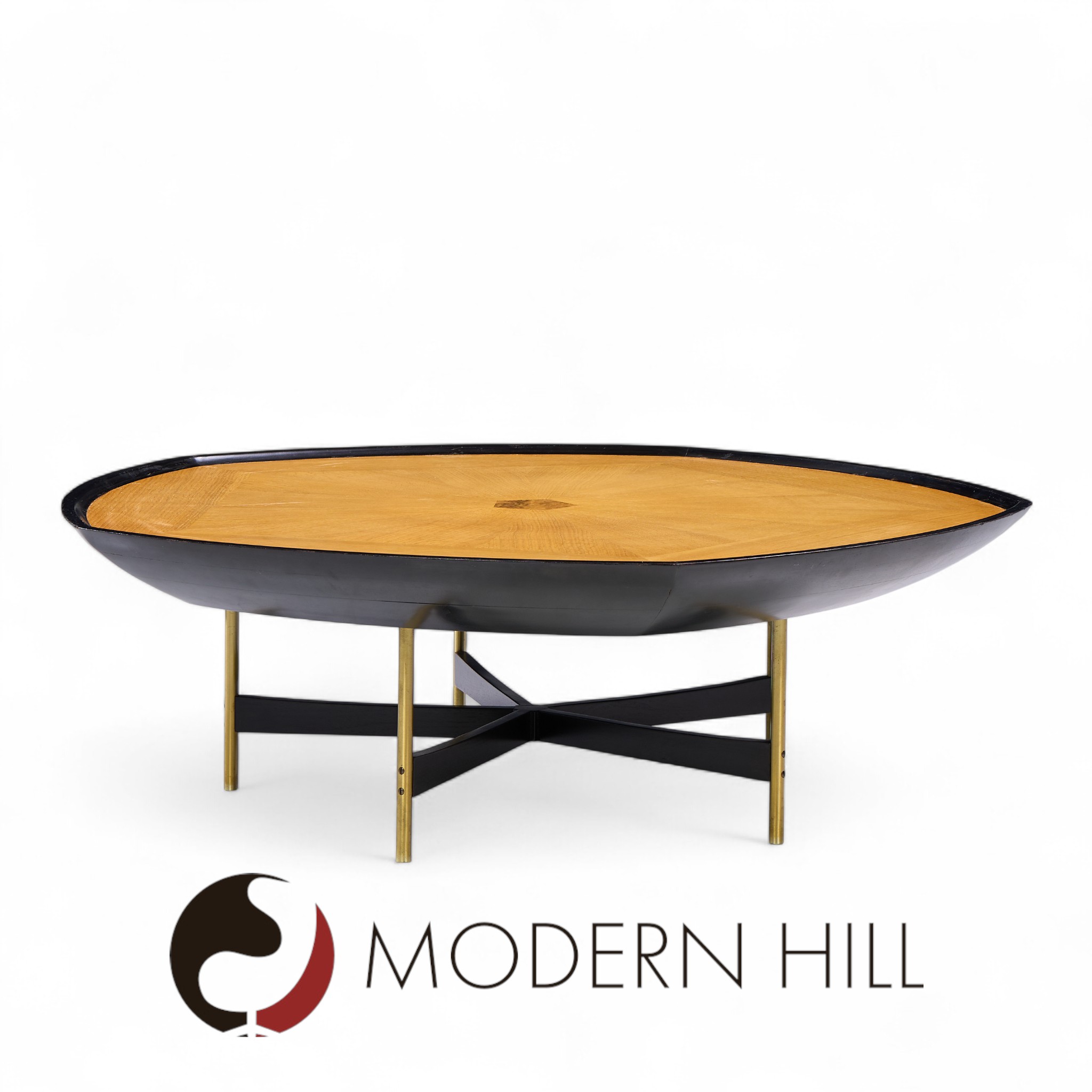 Paul Tuttle and Winsor White for Baker Furniture Transition Collection Oak and Brass Coffee Table