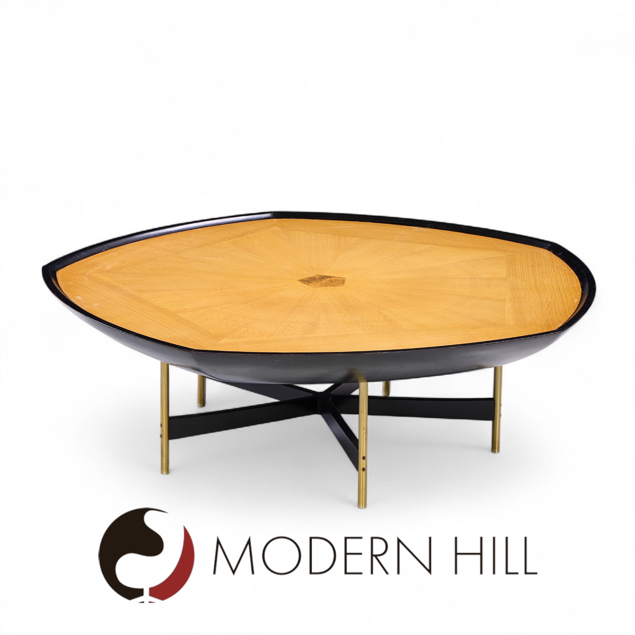 Paul Tuttle and Winsor White for Baker Furniture Transition Collection Oak and Brass Coffee Table