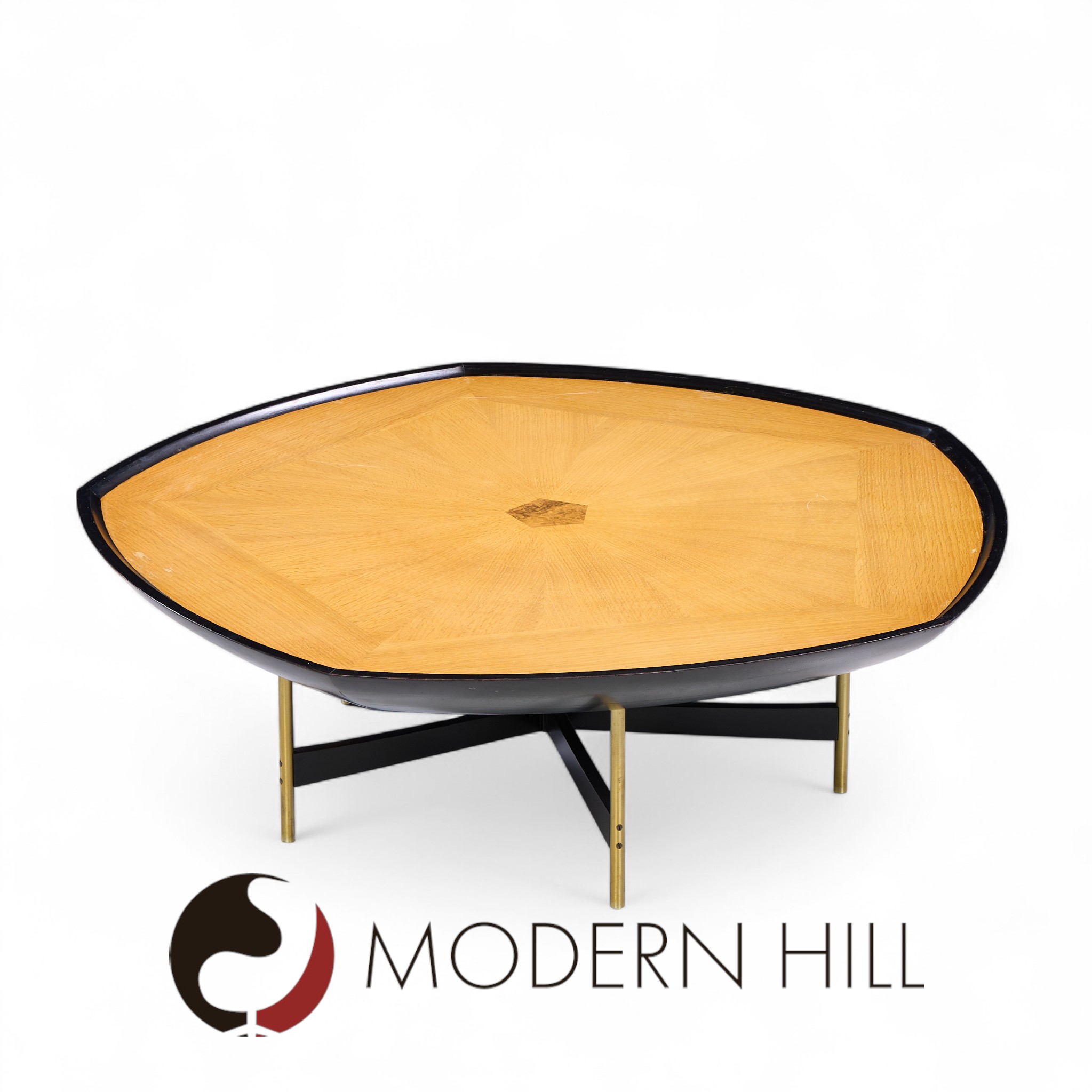 Paul Tuttle and Winsor White for Baker Furniture Transition Collection Oak and Brass Coffee Table