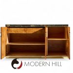 Pierre Cardin Mid Century Burlwood and Brass Credenza | Mid Century Modern Furniture - Mid Century Furniture Chicago Pierre Cardin Mid Century Burlwood and Brass Credenza