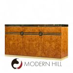 Pierre Cardin Mid Century Burlwood and Brass Credenza | Mid Century Modern Furniture - Mid Century Furniture Chicago Pierre Cardin Mid Century Burlwood and Brass Credenza