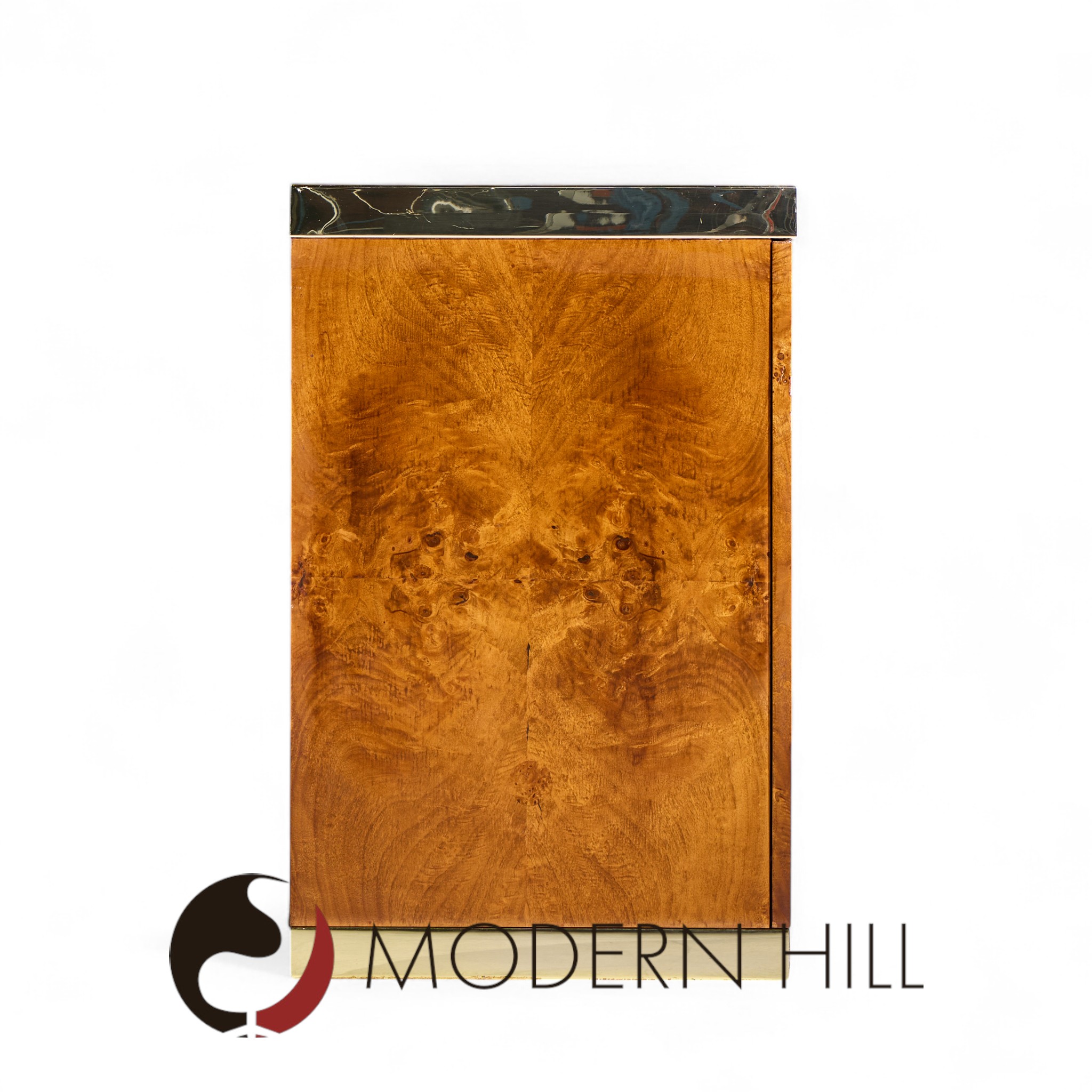 Pierre Cardin Mid Century Burlwood and Brass Credenza