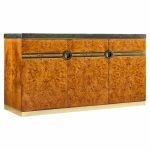 Pierre Cardin Mid Century Burlwood and Brass Credenza | Mid Century Modern Furniture - Mid Century Furniture Chicago Pierre Cardin Mid Century Burlwood and Brass Credenza