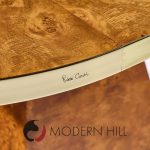 Pierre Cardin Mid Century Burlwood and Brass Expanding Dining Table with 1 Leaf