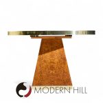 Pierre Cardin Mid Century Burlwood and Brass Expanding Dining Table with 1 Leaf