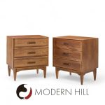 Ramseur Mid Century Walnut 3-drawer Nightstands - Pair | Mid Century Modern Furniture - Mid Century Furniture Chicago Ramseur Mid Century Walnut 3-drawer Nightstands - Pair