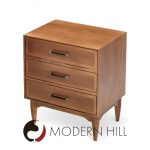 Ramseur Mid Century Walnut 3-drawer Nightstands - Pair | Mid Century Modern Furniture - Mid Century Furniture Chicago Ramseur Mid Century Walnut 3-drawer Nightstands - Pair
