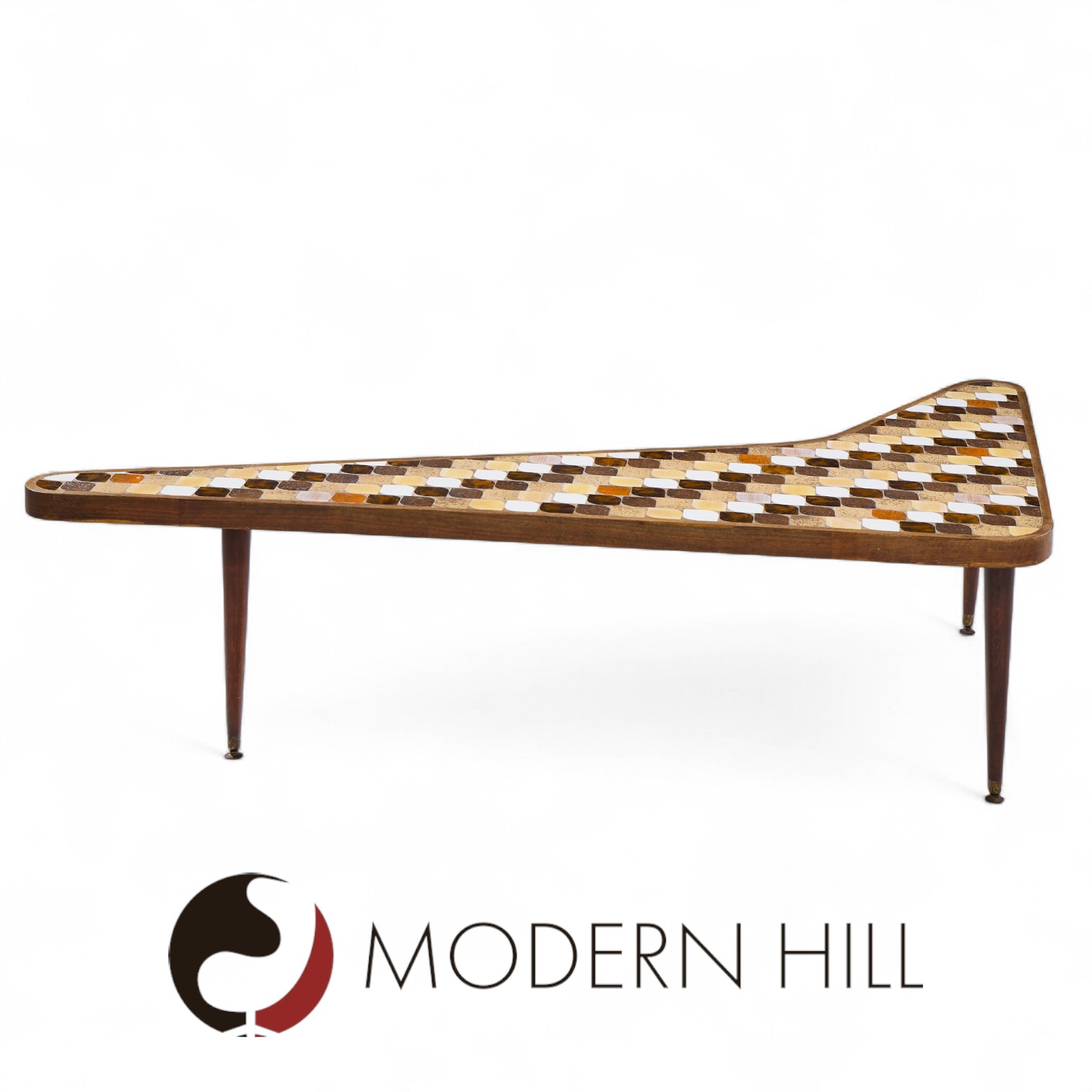Richard Hohenberg Mid Century Boomerang Kidney Form Walnut and Tile Top Coffee Table | Mid Century Modern Furniture - Mid Century Furniture Chicago Richard Hohenberg Mid Century Boomerang Kidney Form Walnut and Tile Top Coffee Table