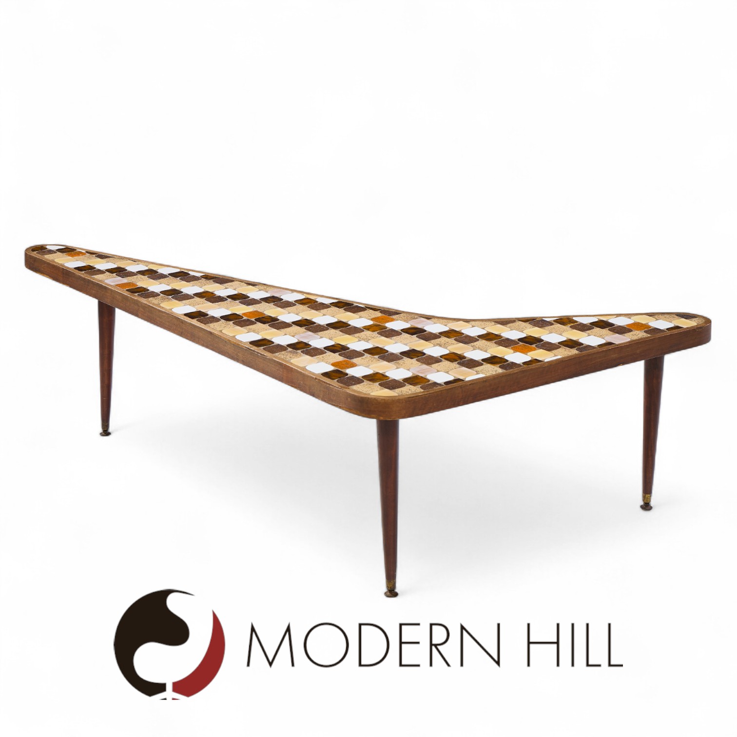 Richard Hohenberg Mid Century Boomerang Kidney Form Walnut and Tile Top Coffee Table | Mid Century Modern Furniture - Mid Century Furniture Chicago Richard Hohenberg Mid Century Boomerang Kidney Form Walnut and Tile Top Coffee Table