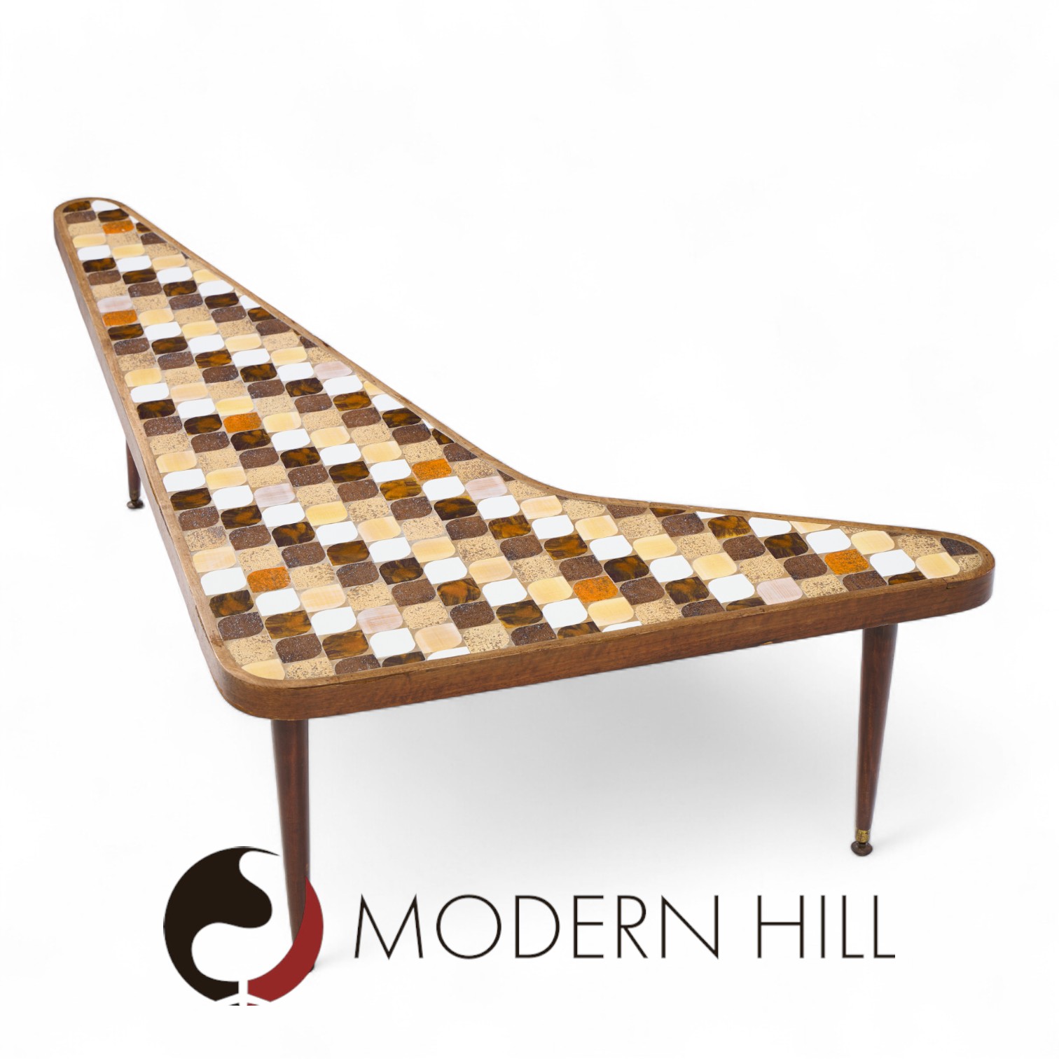 Richard Hohenberg Mid Century Boomerang Kidney Form Walnut and Tile Top Coffee Table | Mid Century Modern Furniture - Mid Century Furniture Chicago Richard Hohenberg Mid Century Boomerang Kidney Form Walnut and Tile Top Coffee Table