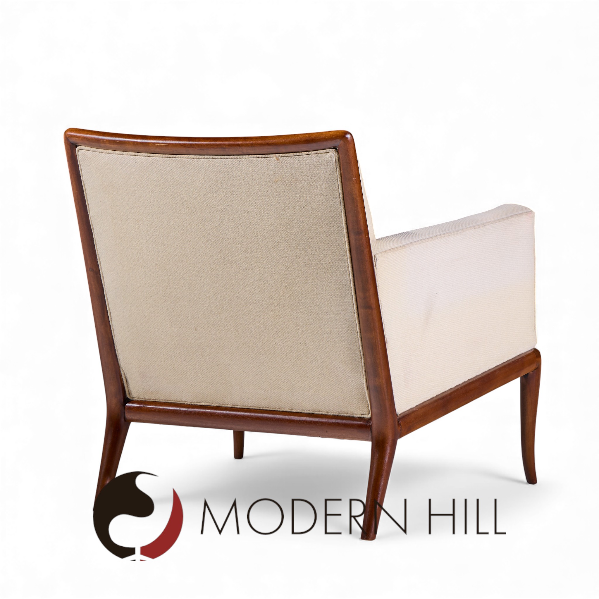 Robsjohn Gibbings for Widdicomb Mid Century Walnut Saber Leg Lounge Chairs - Pair