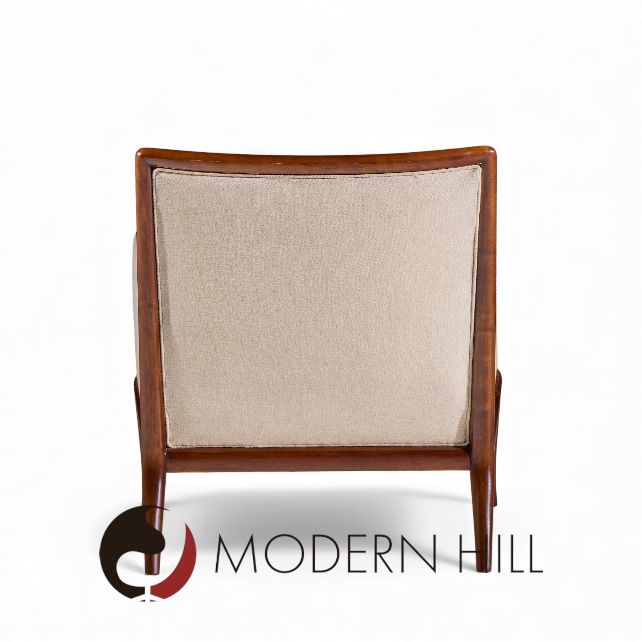 Robsjohn Gibbings for Widdicomb Mid Century Walnut Saber Leg Lounge Chairs - Pair