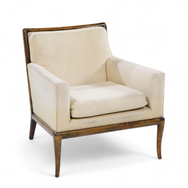 Robsjohn Gibbings for Widdicomb Mid Century Walnut Saber Leg Lounge Chairs - Pair