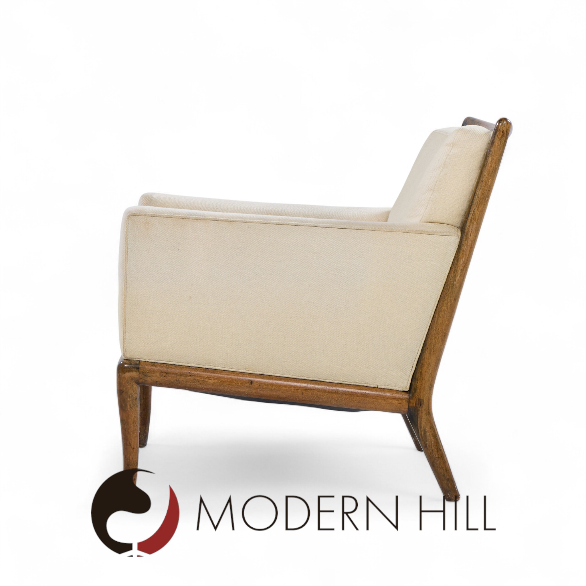 Robsjohn Gibbings for Widdicomb Mid Century Walnut Saber Leg Lounge Chairs - Pair