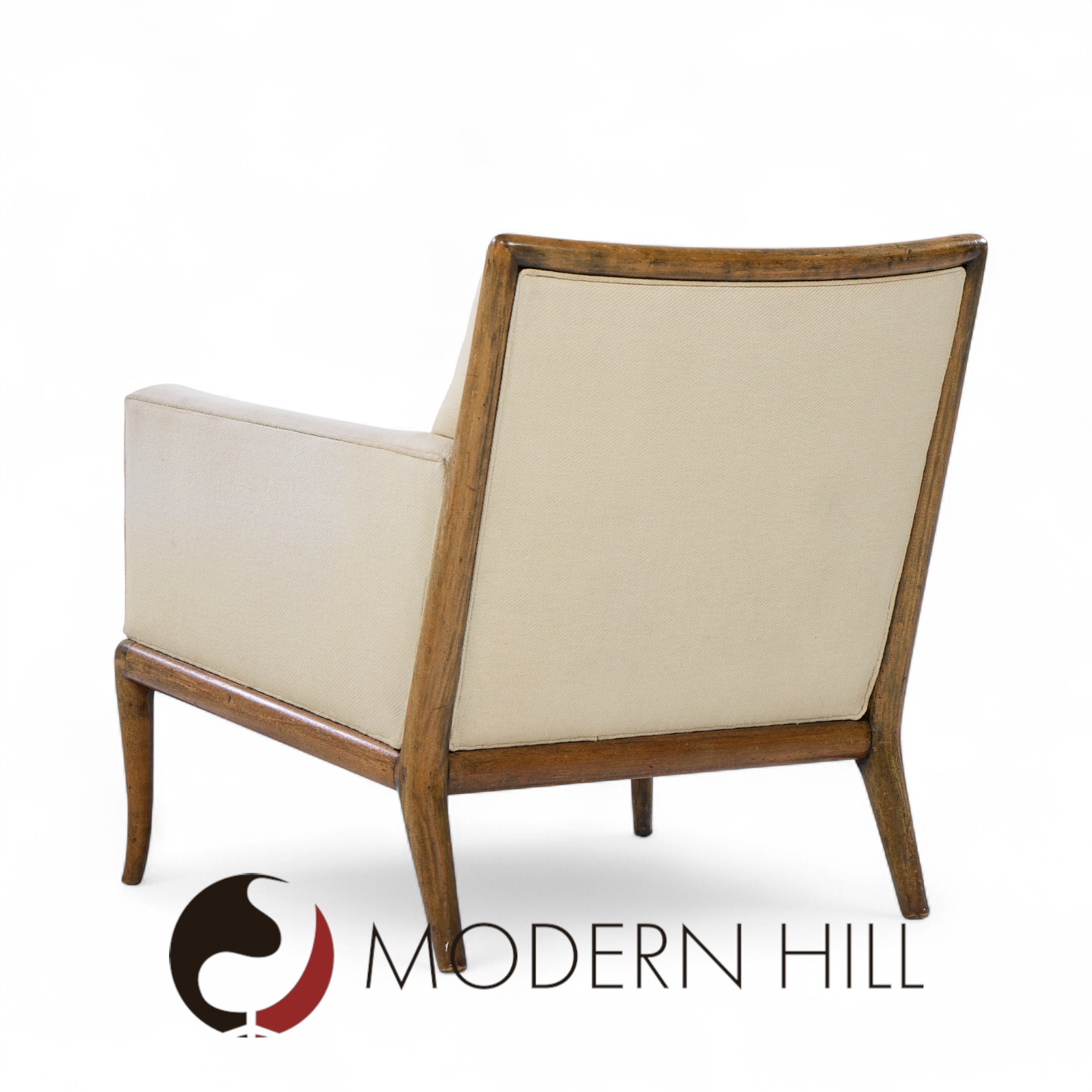 Robsjohn Gibbings for Widdicomb Mid Century Walnut Saber Leg Lounge Chairs - Pair