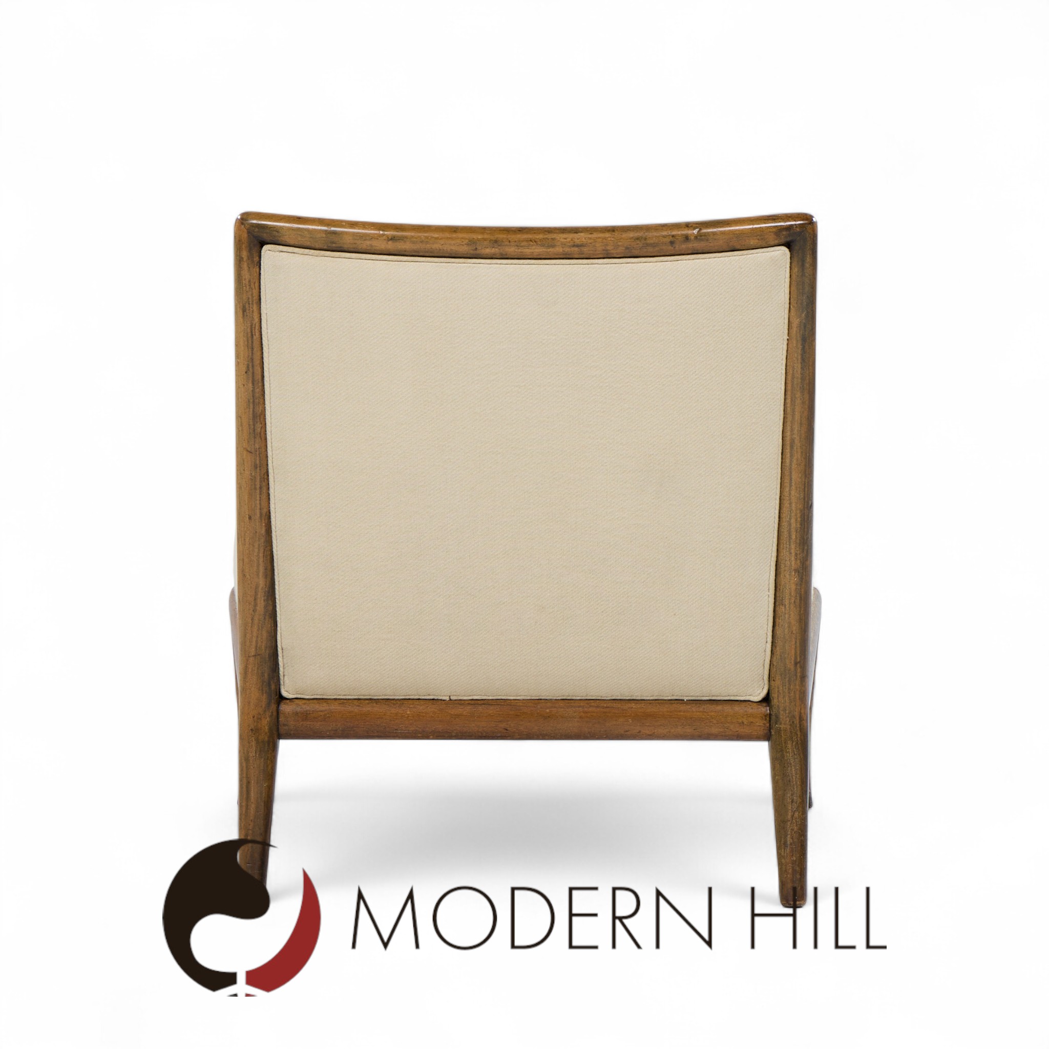 Robsjohn Gibbings for Widdicomb Mid Century Walnut Saber Leg Lounge Chairs - Pair