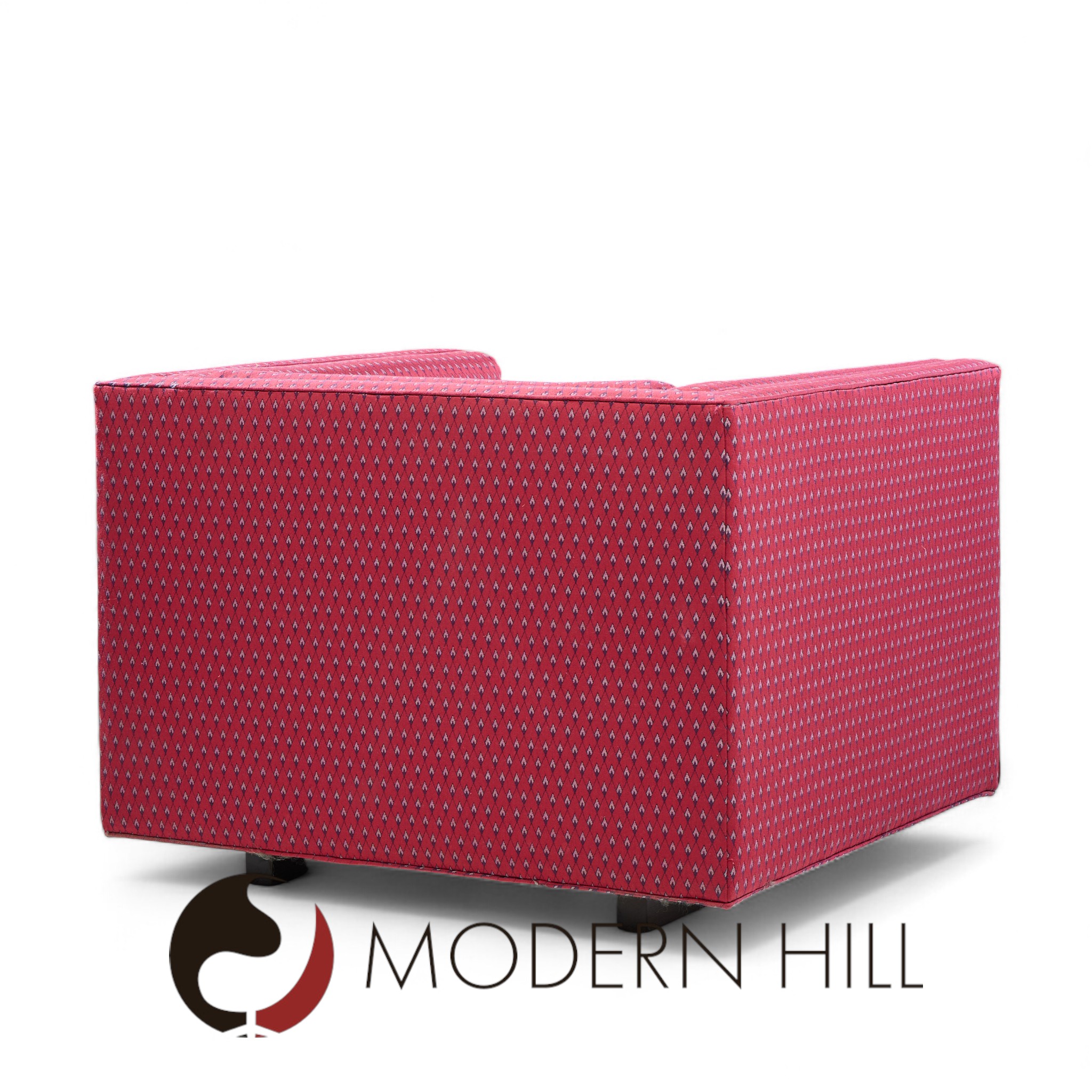 Roger Sprunger for Dunbar Mid Century Channel Cube Lounge Chairs - Pair