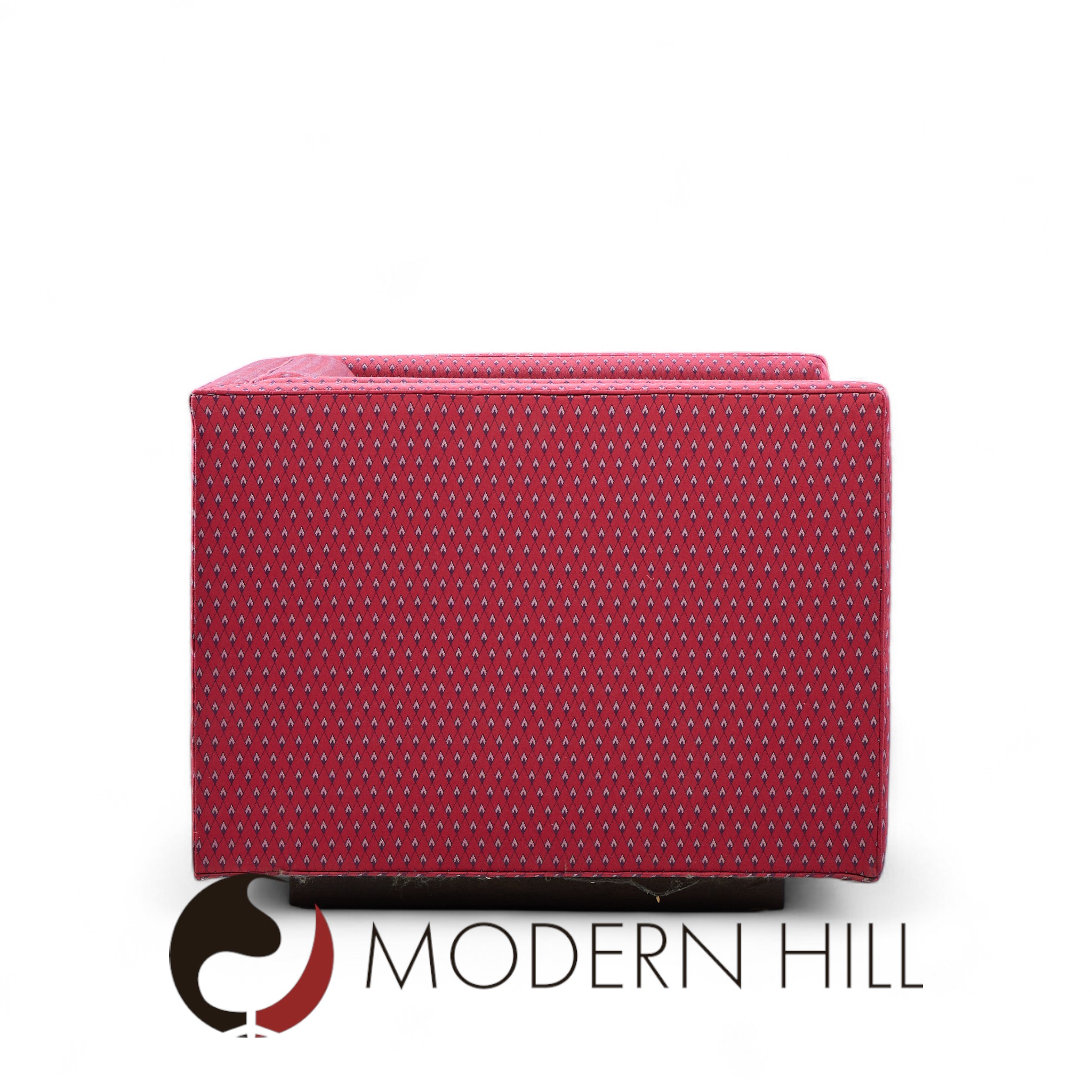 Roger Sprunger for Dunbar Mid Century Channel Cube Lounge Chairs - Pair