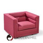 Roger Sprunger for Dunbar Mid Century Channel Cube Lounge Chairs - Pair