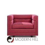 Roger Sprunger for Dunbar Mid Century Channel Cube Lounge Chairs - Pair