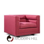 Roger Sprunger for Dunbar Mid Century Channel Cube Lounge Chairs - Pair