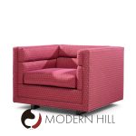 Roger Sprunger for Dunbar Mid Century Channel Cube Lounge Chairs - Pair