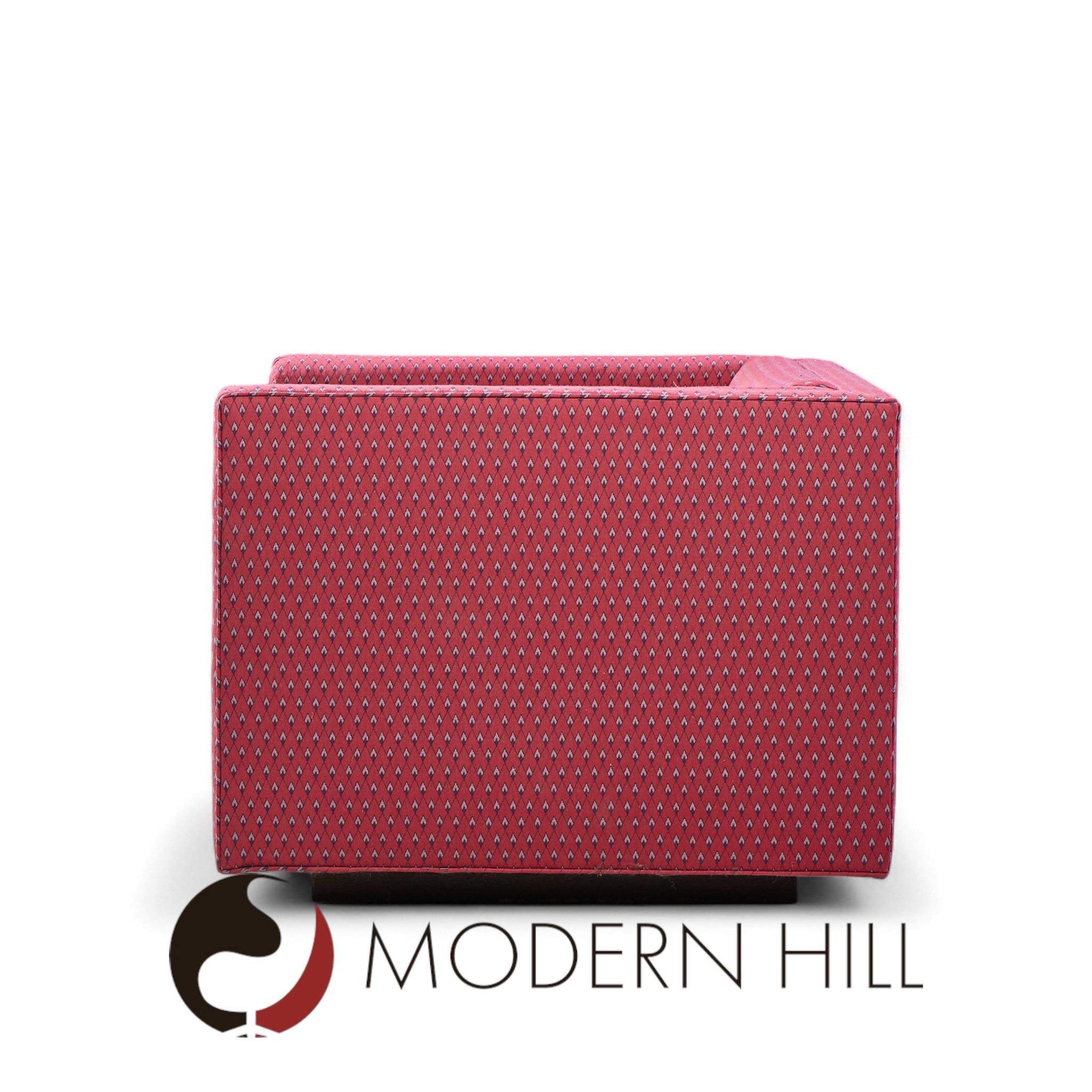 Roger Sprunger for Dunbar Mid Century Channel Cube Lounge Chairs - Pair