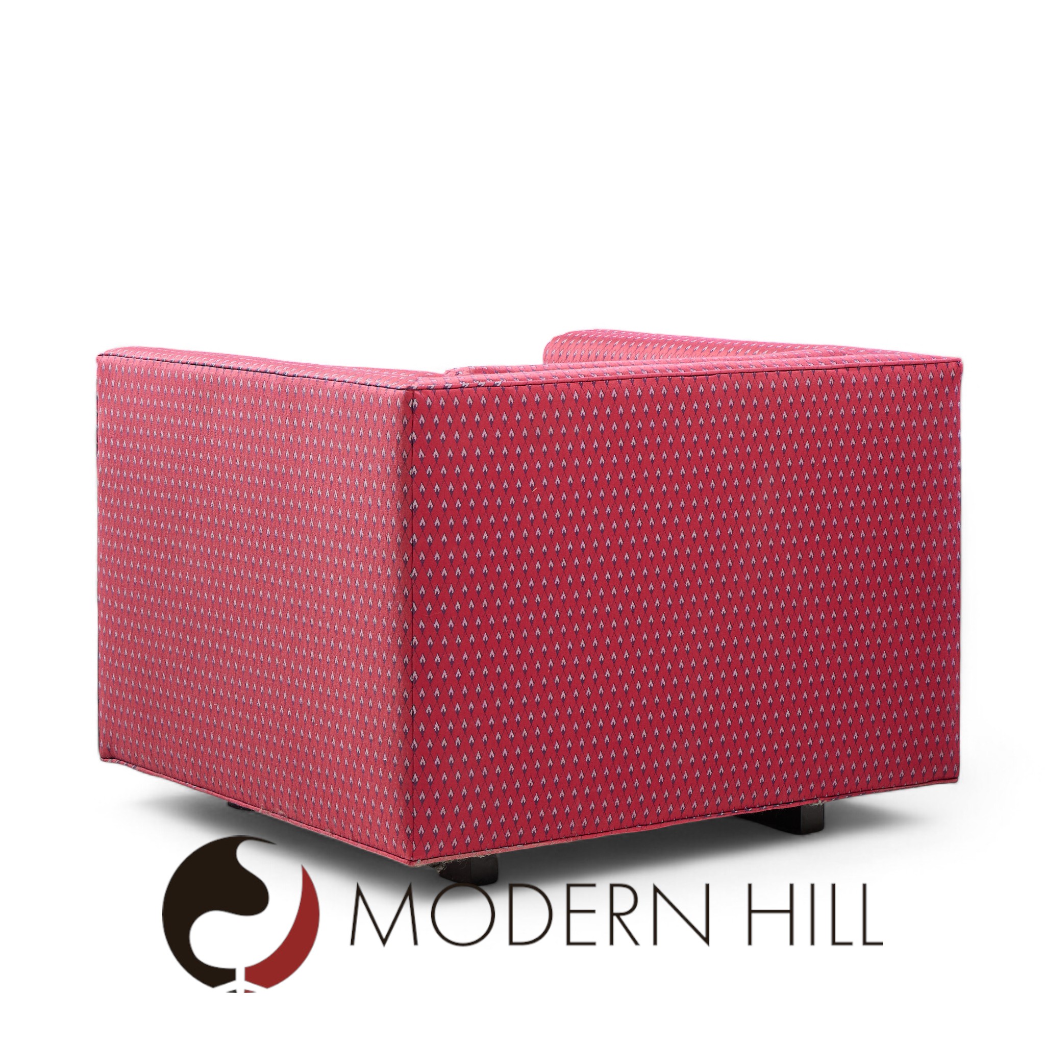 Roger Sprunger for Dunbar Mid Century Channel Cube Lounge Chairs - Pair