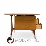 Standard Furniture Company Mid Century Walnut, Brass and Cane Bowtie Desk | Mid Century Modern Furniture - Mid Century Furniture Chicago Standard Furniture Company Mid Century Walnut, Brass and Cane Bowtie Desk