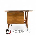 Standard Furniture Company Mid Century Walnut, Brass and Cane Bowtie Desk | Mid Century Modern Furniture - Mid Century Furniture Chicago Standard Furniture Company Mid Century Walnut, Brass and Cane Bowtie Desk