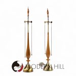 Tony Paul for Westwood Mid Century Walnut and Brass Lamps - Pair