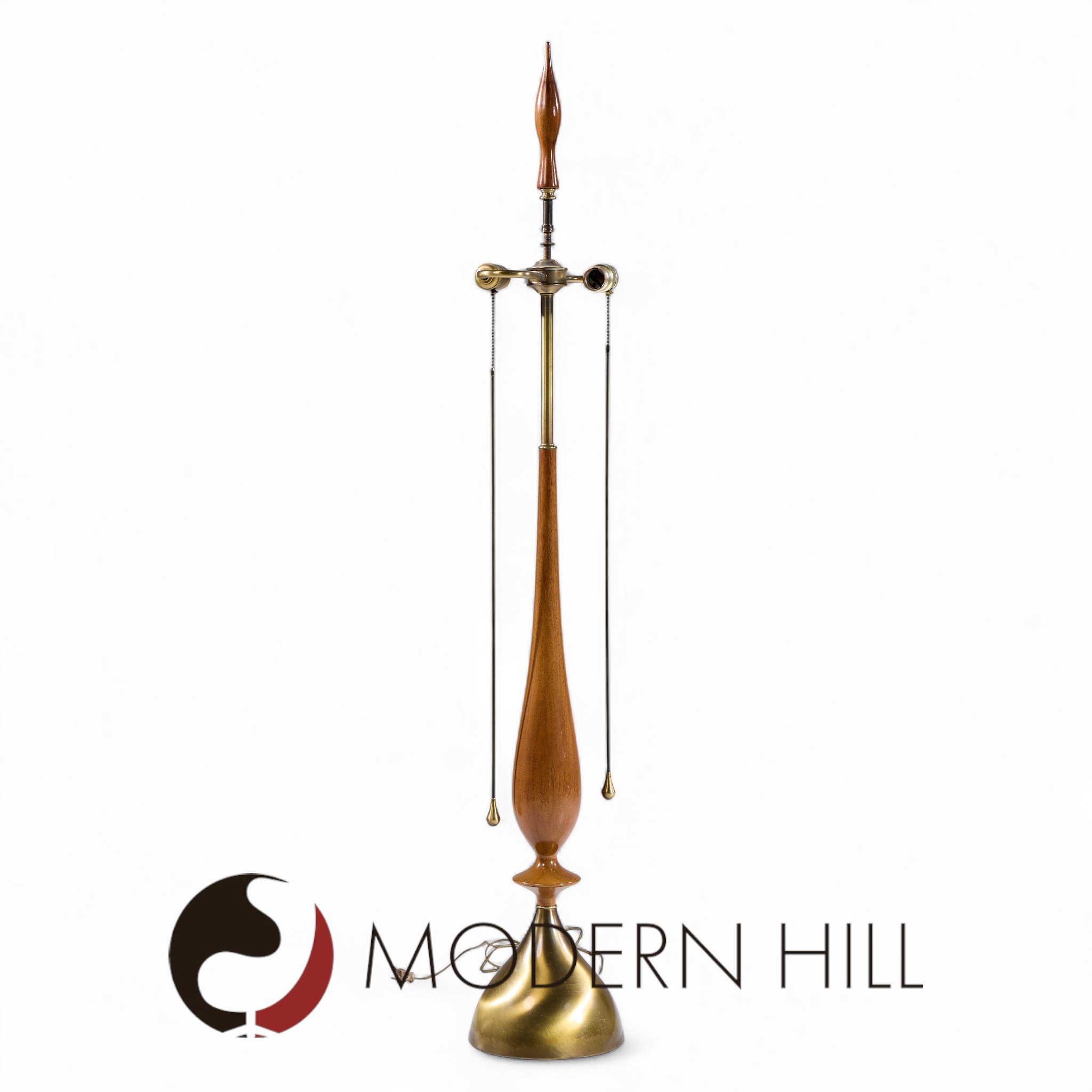 Tony Paul for Westwood Mid Century Walnut and Brass Lamps - Pair