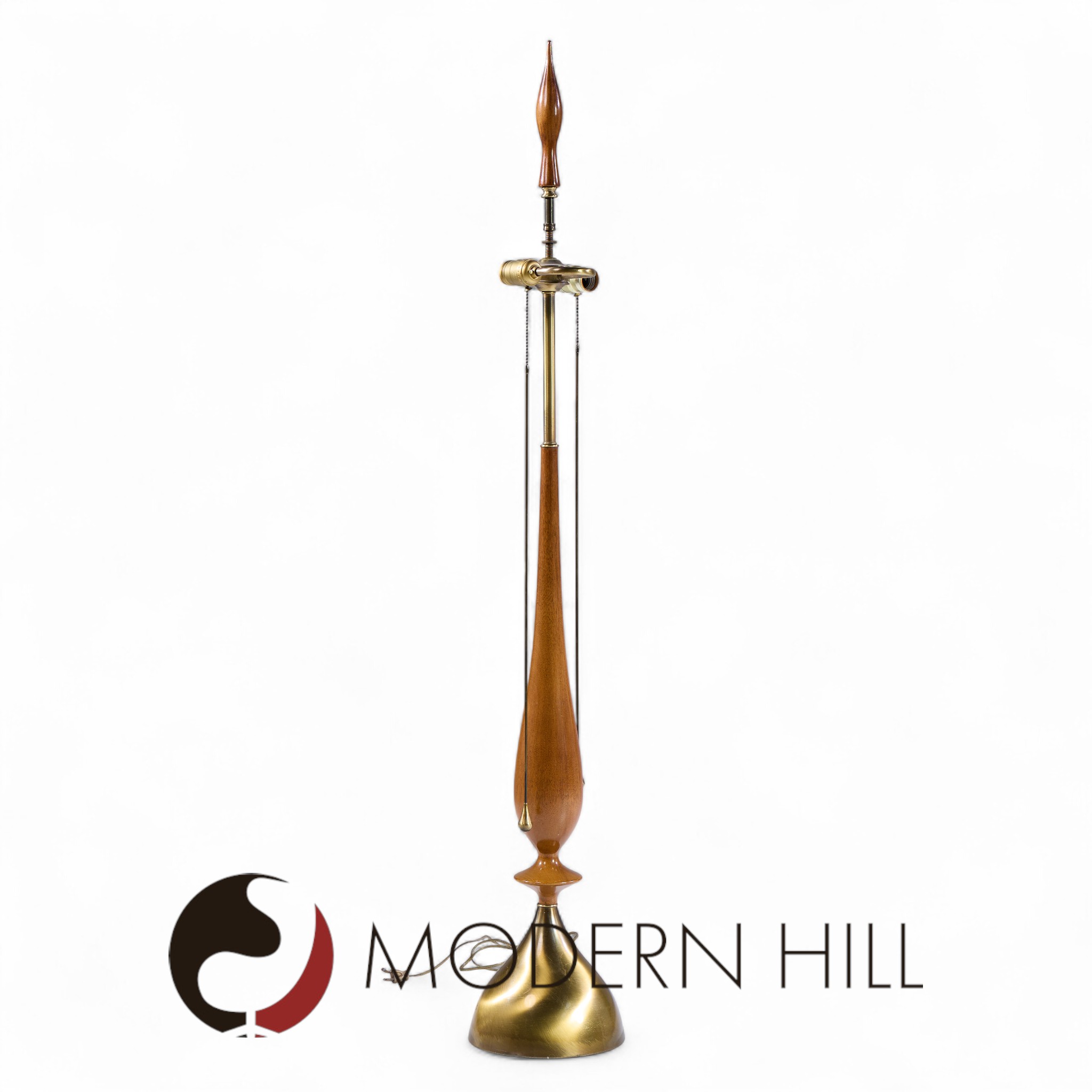 Tony Paul for Westwood Mid Century Walnut and Brass Lamps - Pair