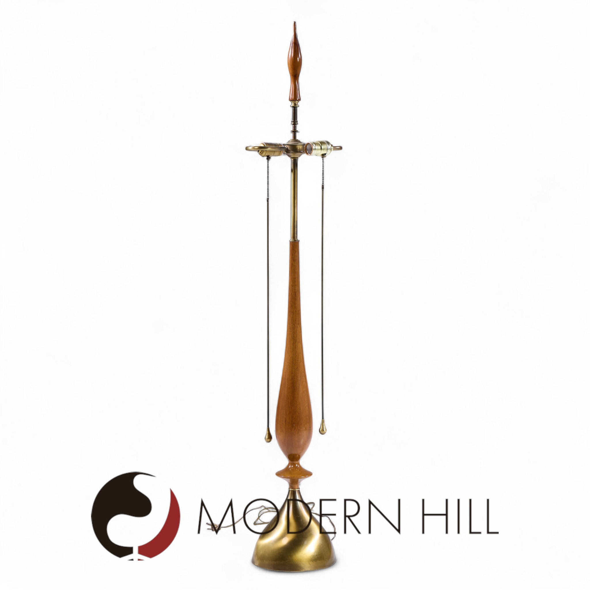 Tony Paul for Westwood Mid Century Walnut and Brass Lamps - Pair