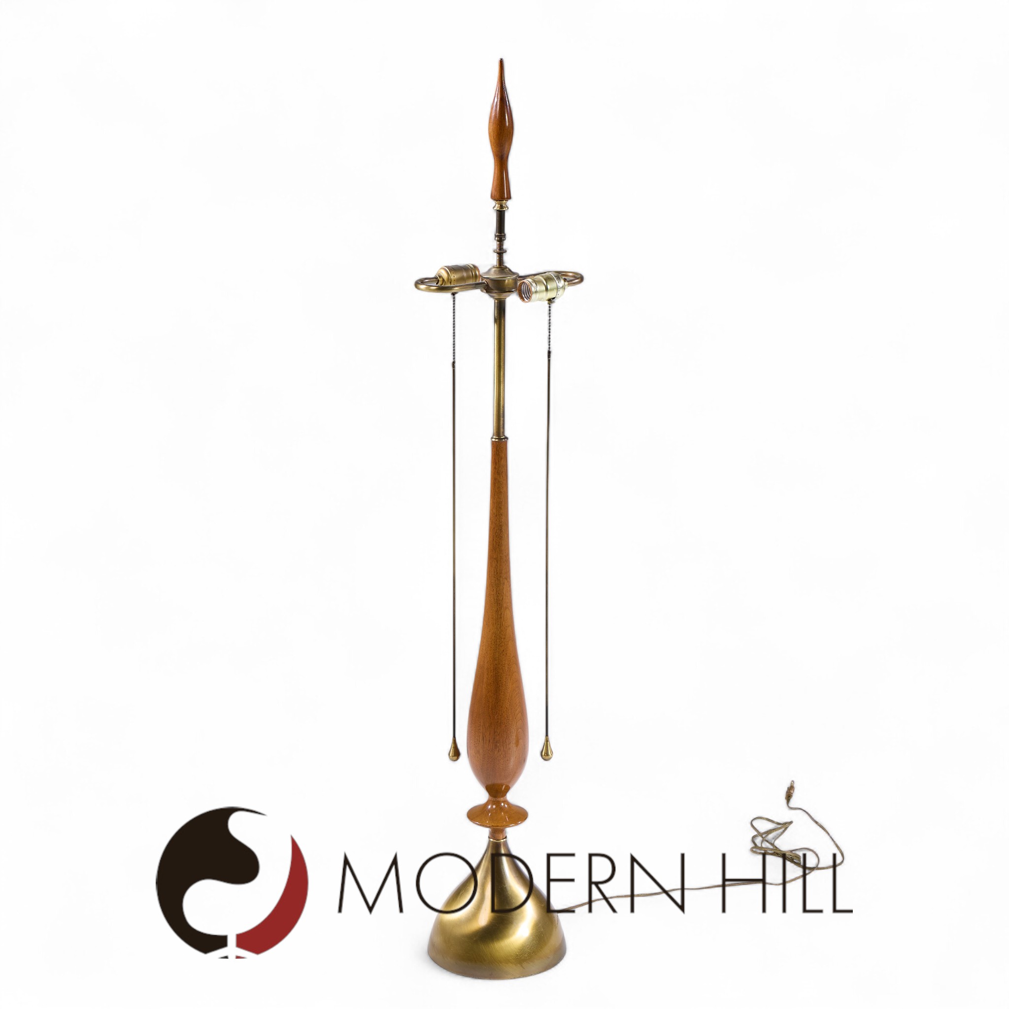 Tony Paul for Westwood Mid Century Walnut and Brass Lamps - Pair