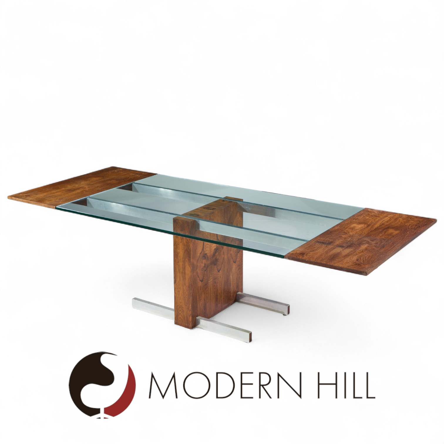 Vladimir Kagan Model 6705 Mid Century Cubist Rosewood Expanding Dining Table with 2 Leaves | Mid Century Modern Furniture - Mid Century Furniture Chicago Vladimir Kagan Model 6705 Mid Century Cubist Rosewood Expanding Dining Table with 2 Leaves