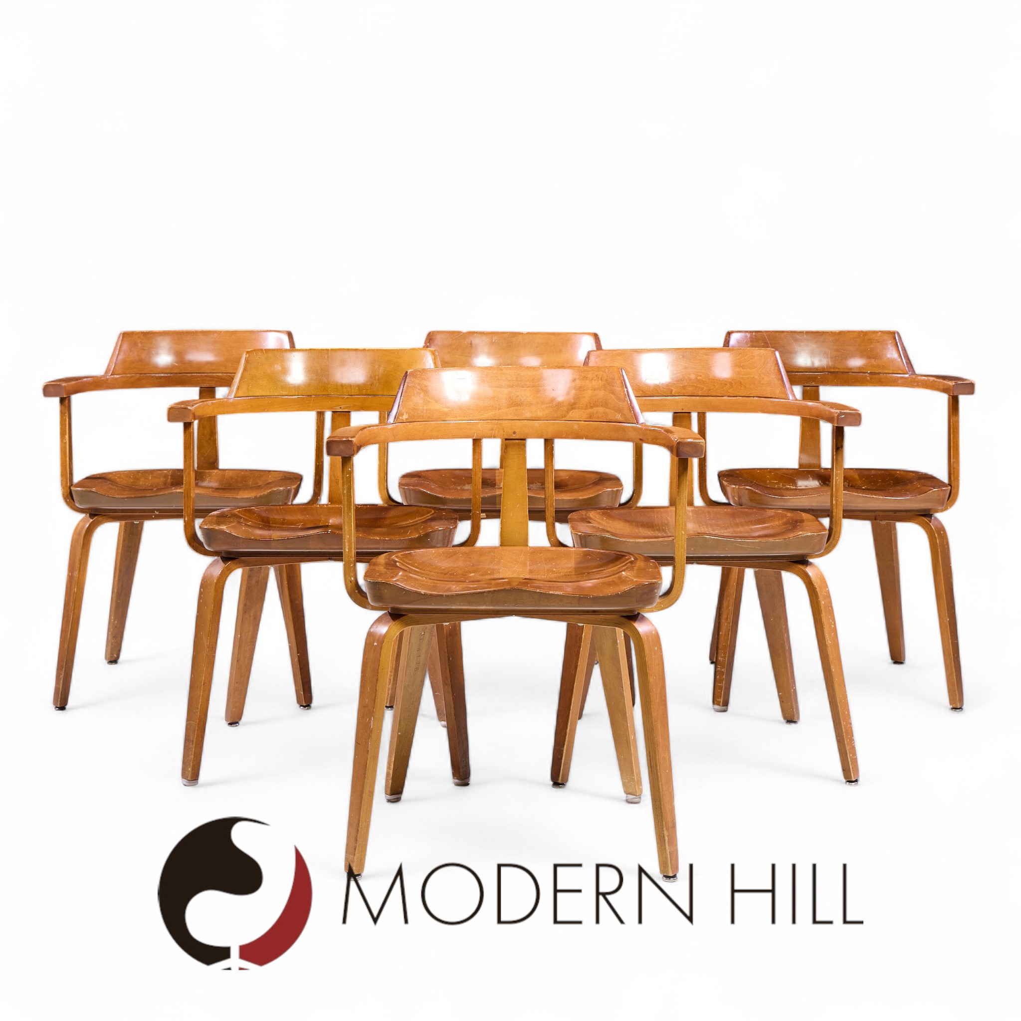 Walter Gropius W199 Bauhaus for Thonet Mid Century Bentwood Chairs - Set of 6