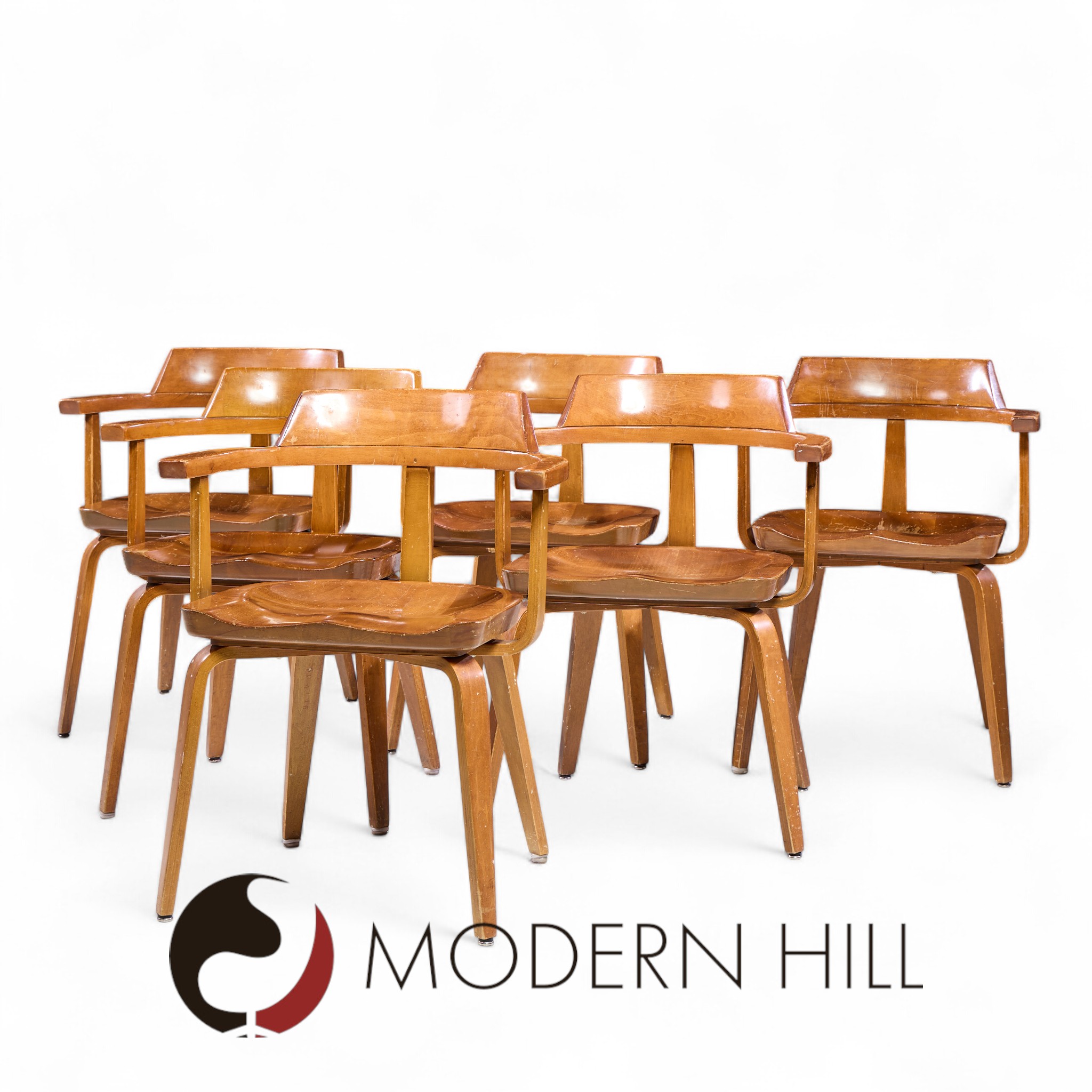 Walter Gropius W199 Bauhaus for Thonet Mid Century Bentwood Chairs - Set of 6