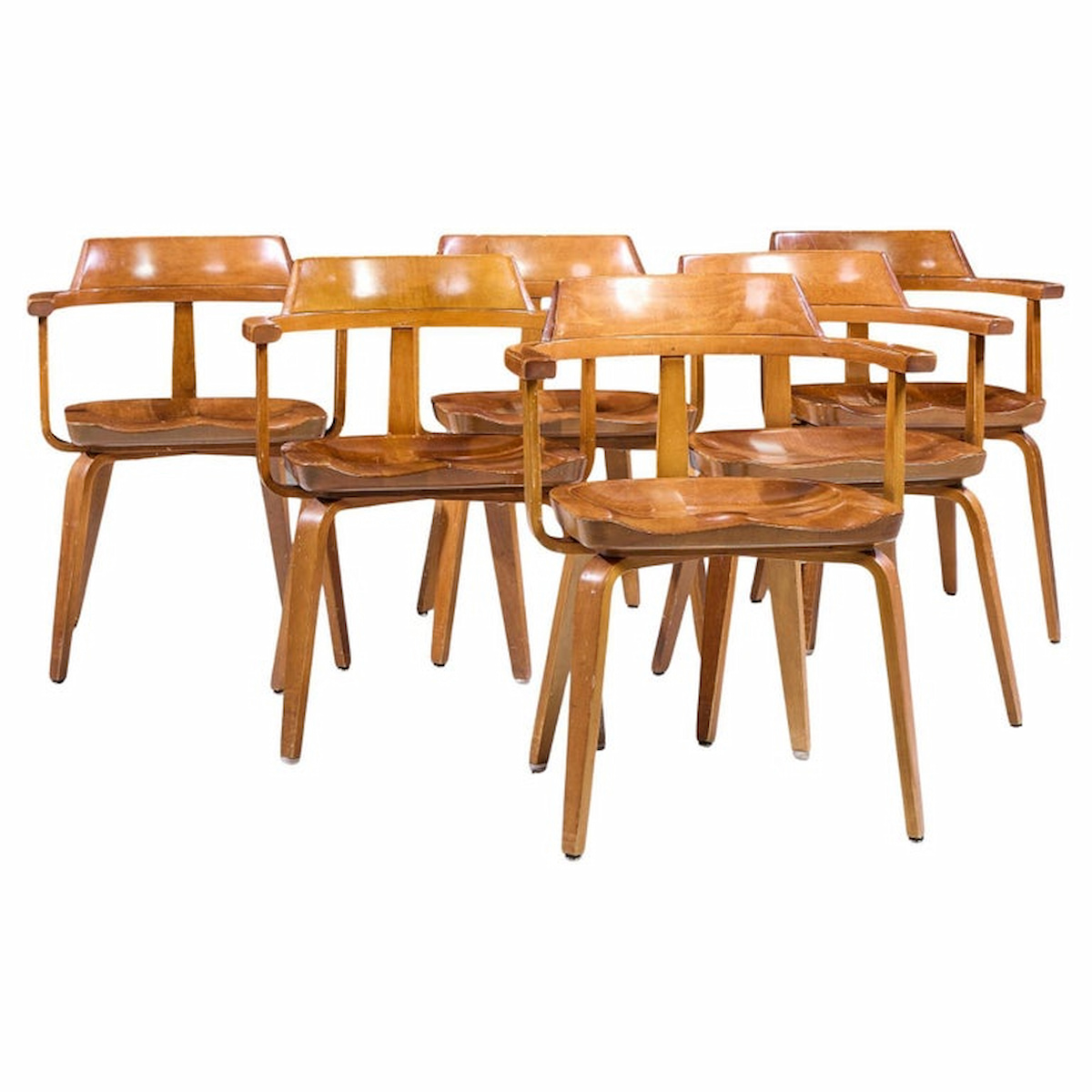 Walter Gropius W199 Bauhaus for Thonet Mid Century Bentwood Chairs - Set of 6