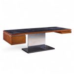 Warren Platner for Lehigh Leopold Mid Century Rosewood, Leather and Granite Executive Desk