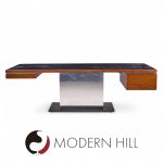 Warren Platner for Lehigh Leopold Mid Century Rosewood, Leather and Granite Executive Desk