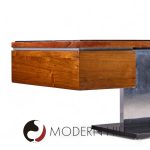 Warren Platner for Lehigh Leopold Mid Century Rosewood, Leather and Granite Executive Desk