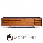 Warren Platner for Lehigh Leopold Mid Century Rosewood and Leather Top Credenza