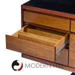 Warren Platner for Lehigh Leopold Mid Century Rosewood and Leather Top Credenza