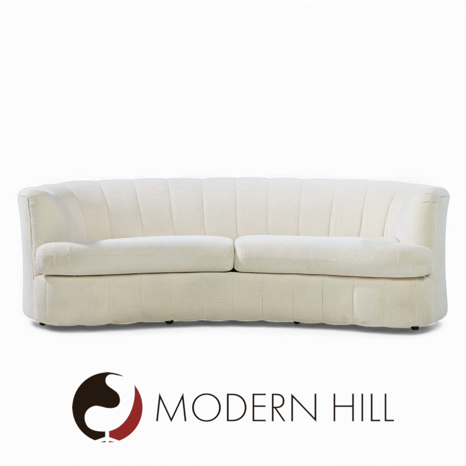 Weiman Mid Century Channeled Crescent Sofa - Pair