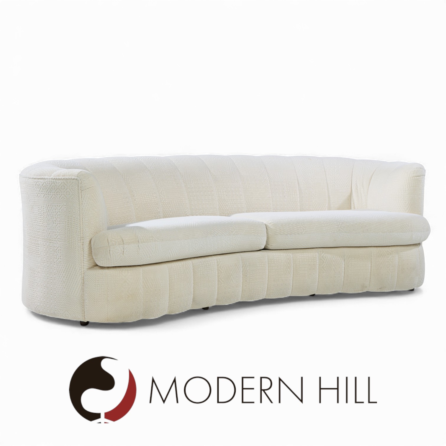 Weiman Mid Century Channeled Crescent Sofa - Pair