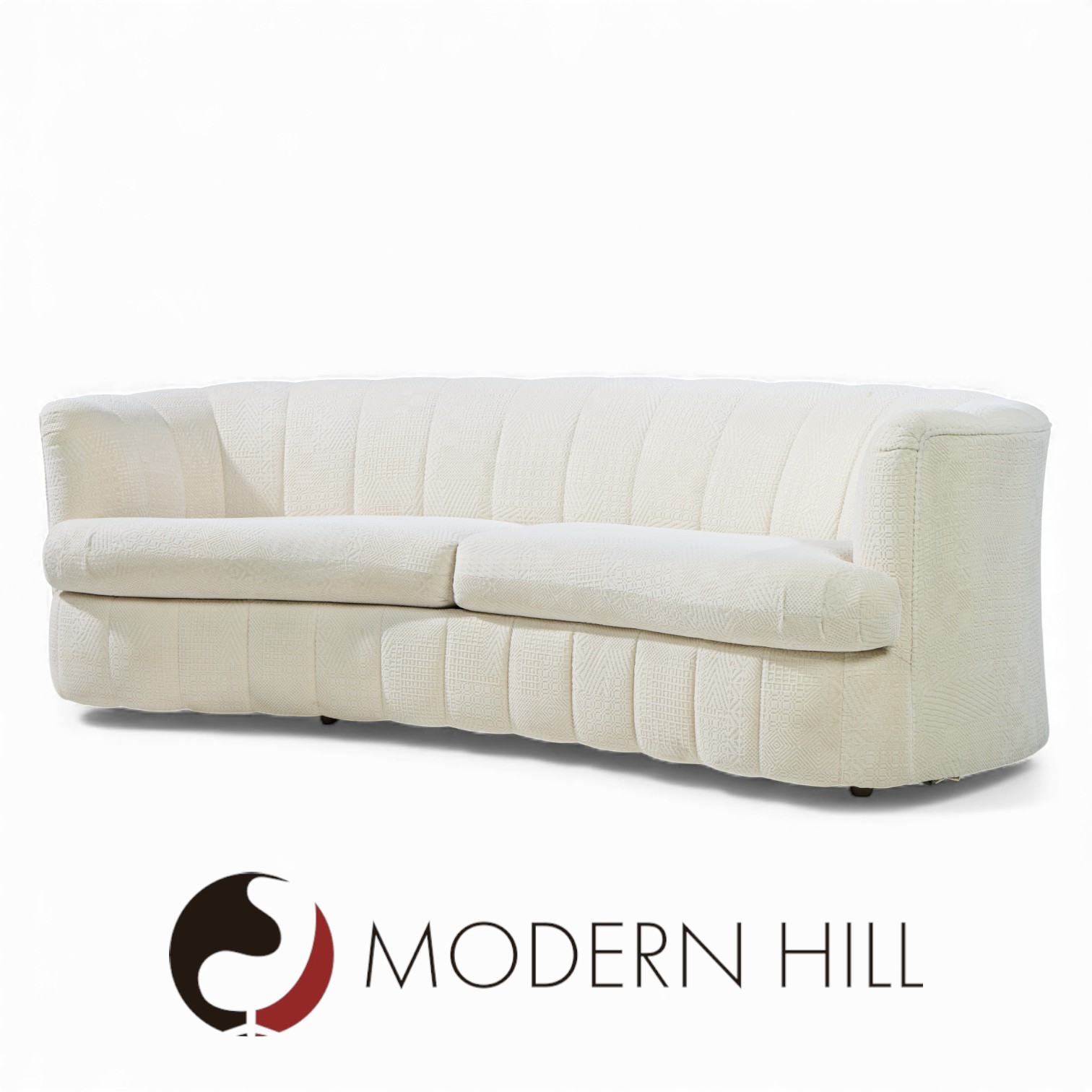 Weiman Mid Century Channeled Crescent Sofa - Pair