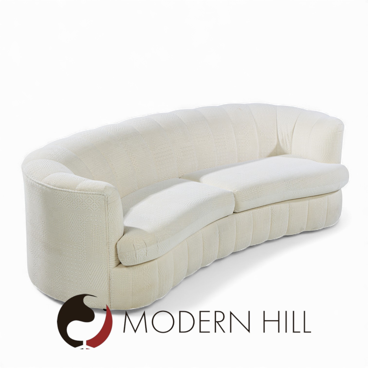 Weiman Mid Century Channeled Crescent Sofa - Pair